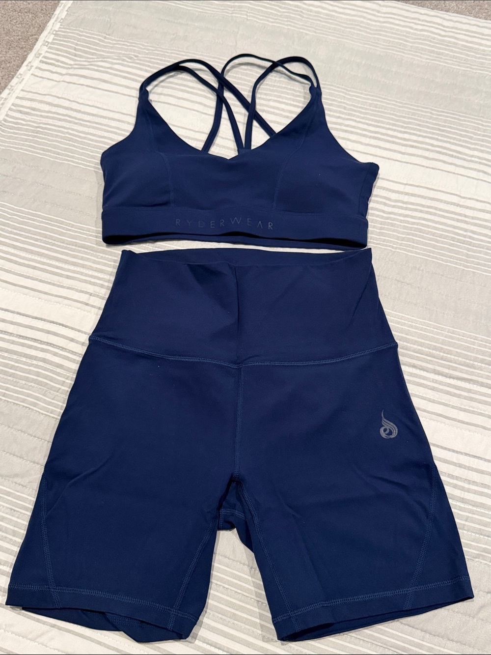 Ryderwear Navy Cross-Back Sports Bra & High-Waist Bike Shorts